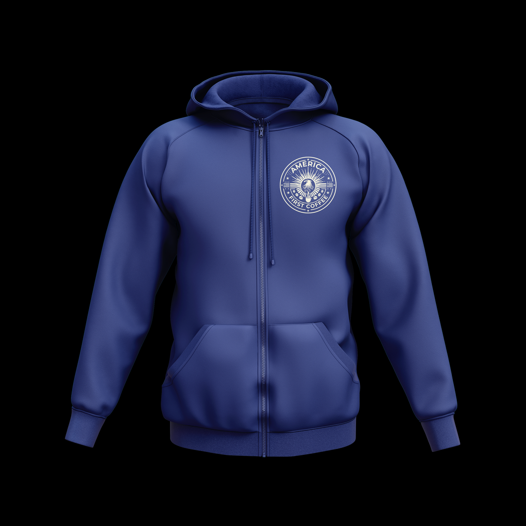 AFC Hoodie Blue Hoodies America First Coffee S